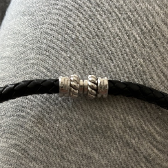 Judith Ripka Sterling Collection Leather Chocker with 2 Pendants - Picture 4 of 6